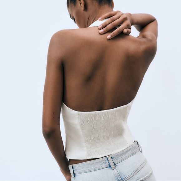 Zara white linen blend top - Picture 2 of 3